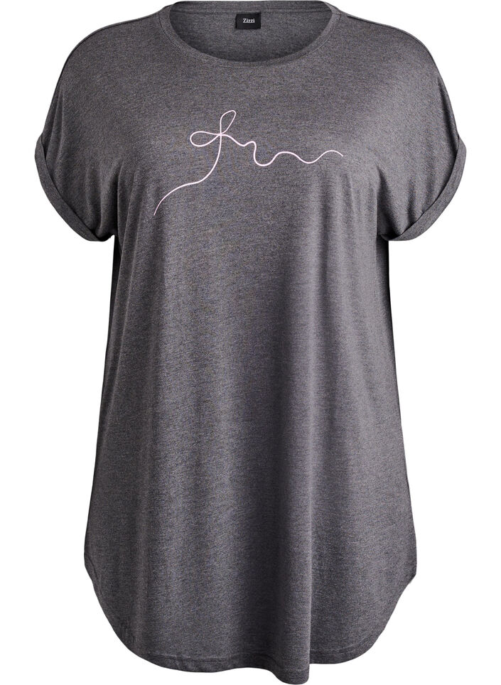 Lyhythihainen y&ouml;paita tekstipainatuksella, Musta, Packshot image number 0