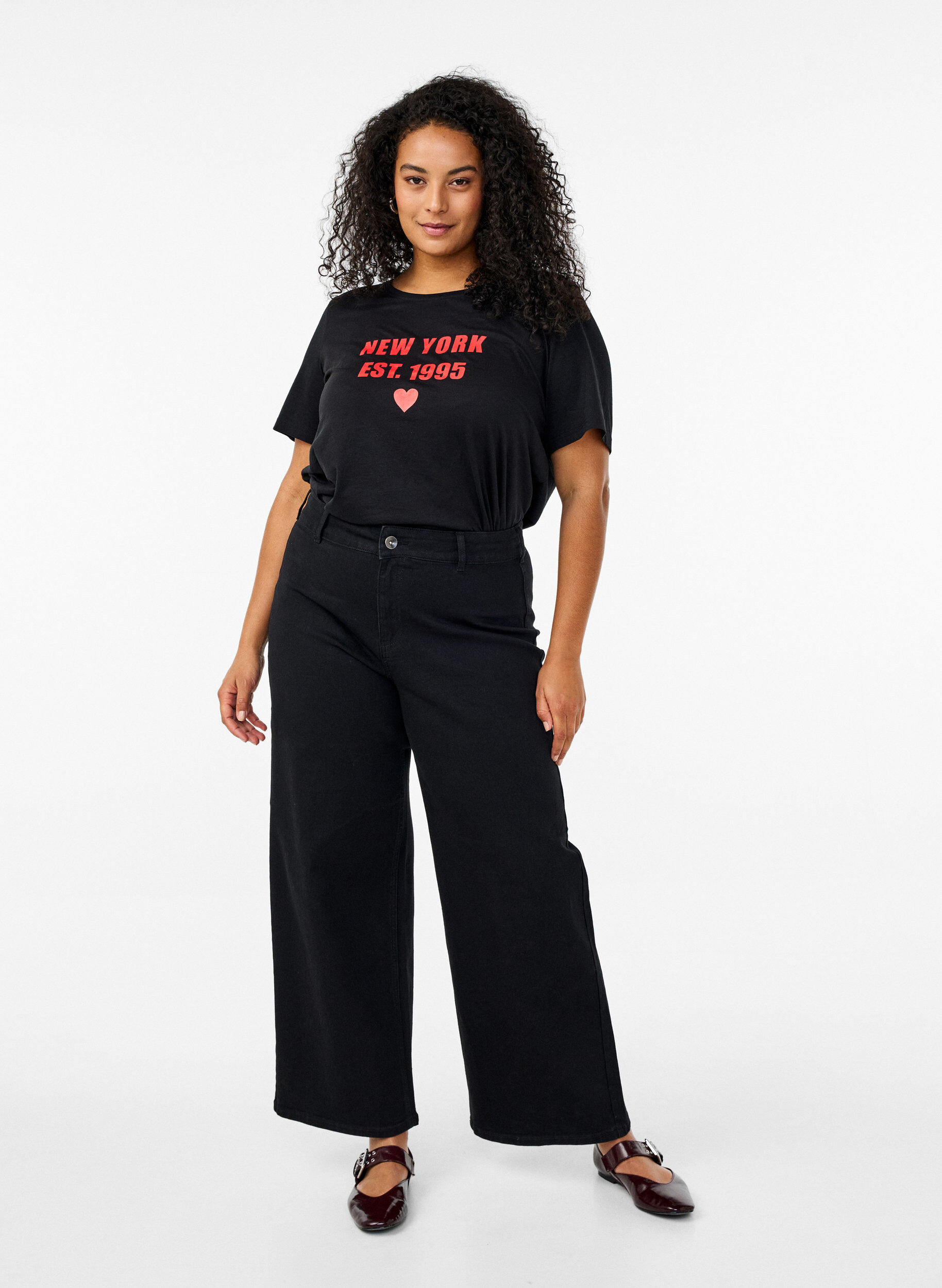 Zizzi FLASH - T-paita motiivilla, Musta, Model image number 1