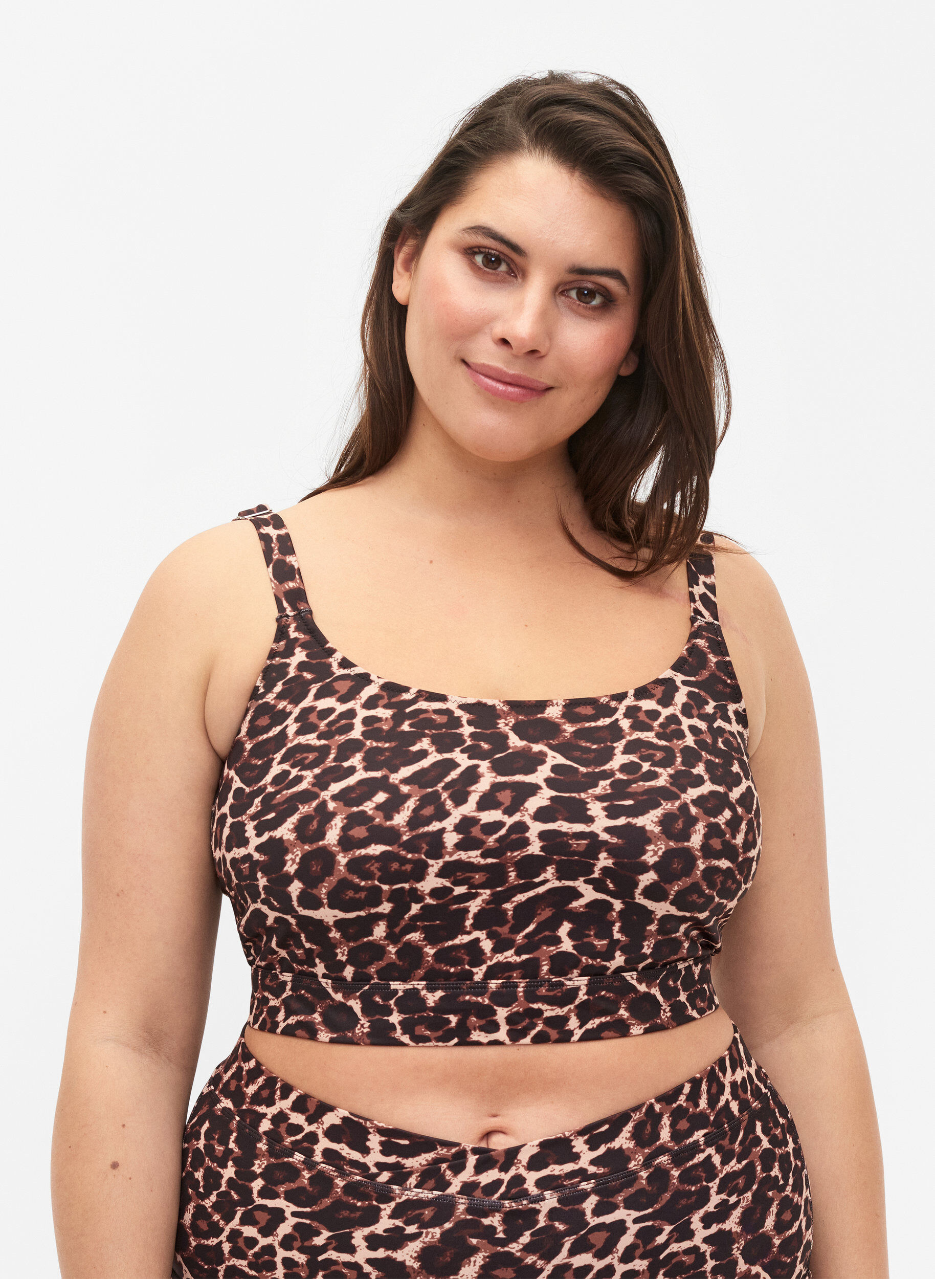Zizzi Kuosillinen bikiniyl&auml;osa s&auml;&auml;dett&auml;vill&auml; olkaimilla, Autentic Leopard, Model image number 0
