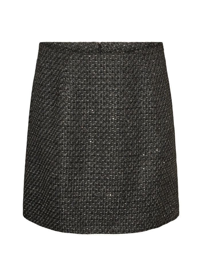 Lyhyt boucl&eacute;-hame paljeteilla, Musta, Packshot image number 0