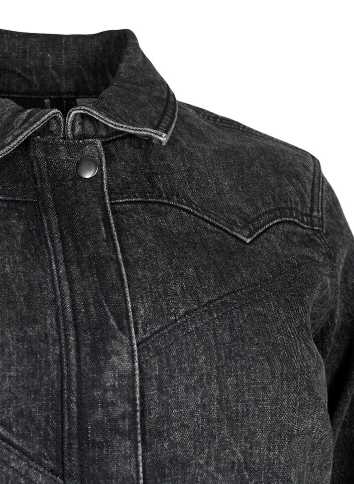 Farkkutakki, jossa on piilotettu vetoketju, Dark Grey Denim, Packshot image number 2
