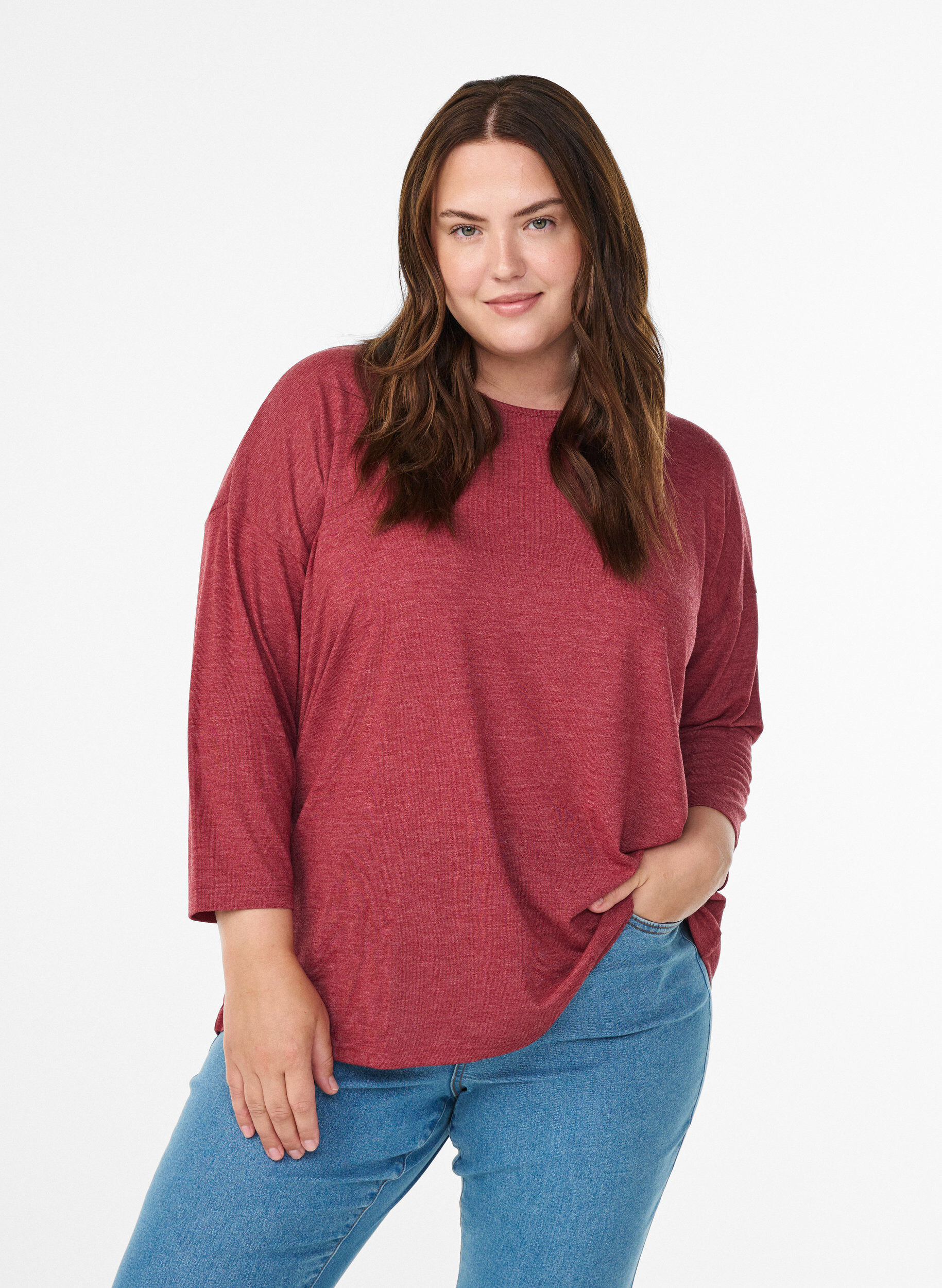 ZizziJersey -pusero 3/4-hihoilla, Punainen, Model image number 0