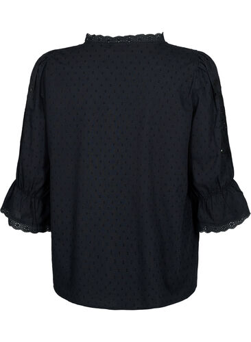 Rakenteellinen paitapusero kirjailulla anglaise, Black, Packshot image number 1