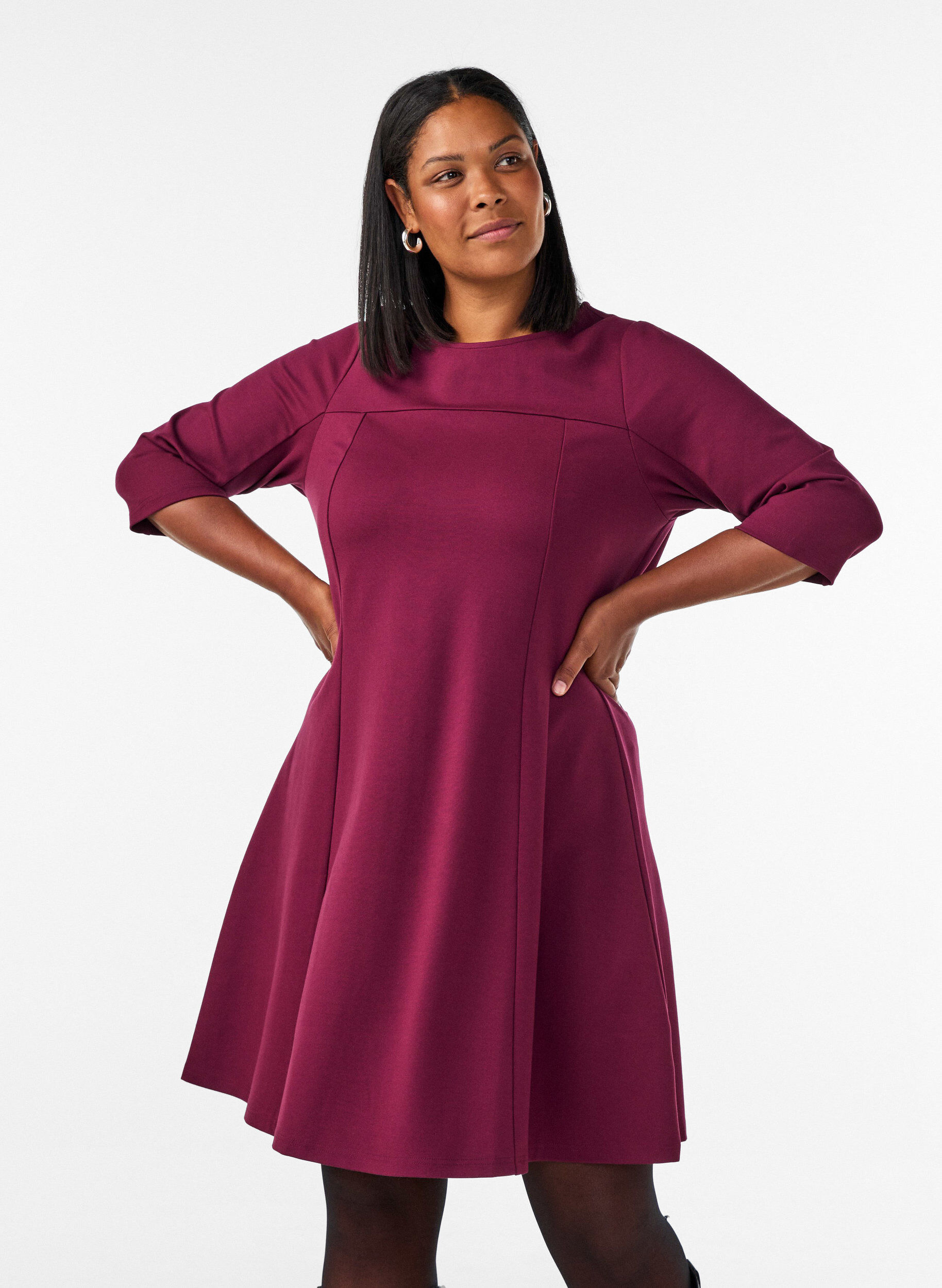 ZizziA-mallinen mekko 3/4-pituisilla hihoilla, Punainen, Model image number 0