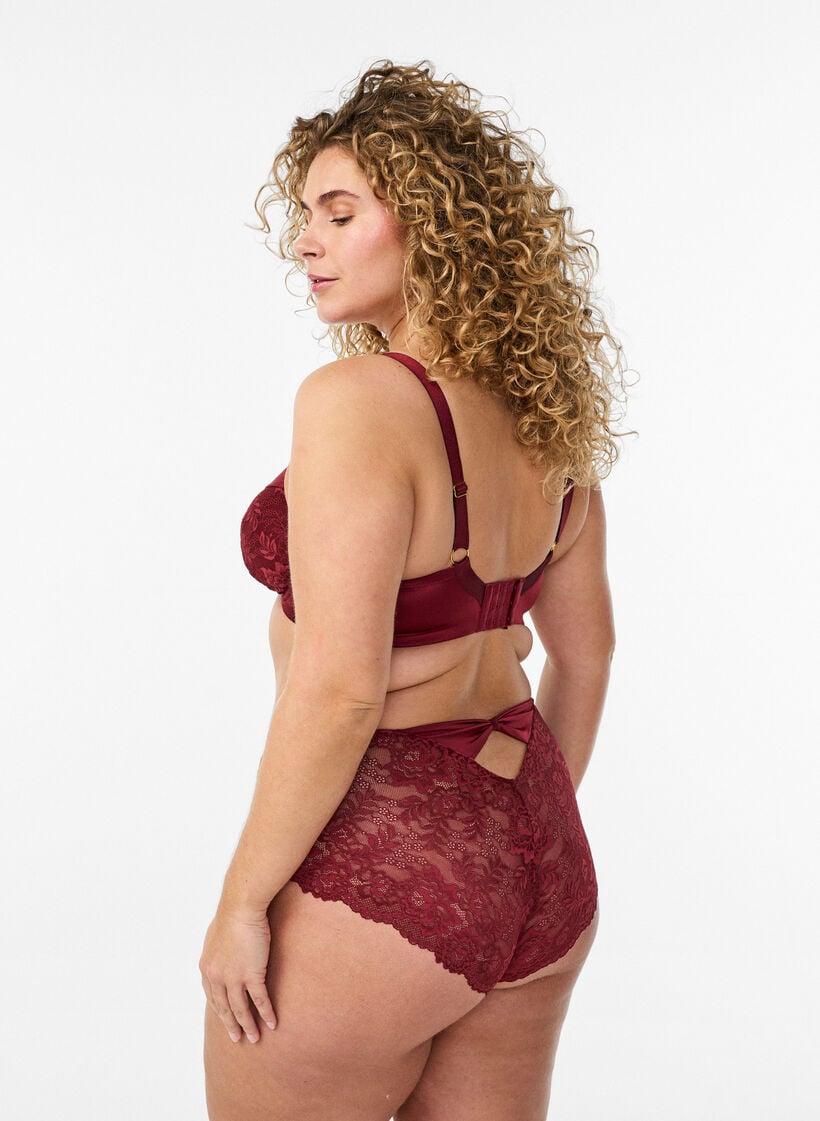 Pitsisomisteiset pikkuhousut, joissa on rusetti takana, Tumma Bordeaux, Model image number 2