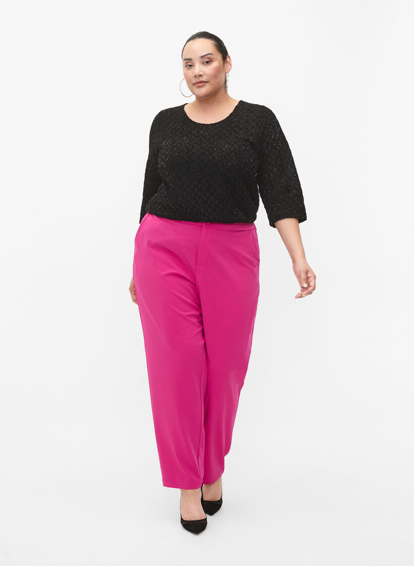 Kuvioitu pusero, jossa on 3/4-hihat ja glitteriä, Black, Model image number 2