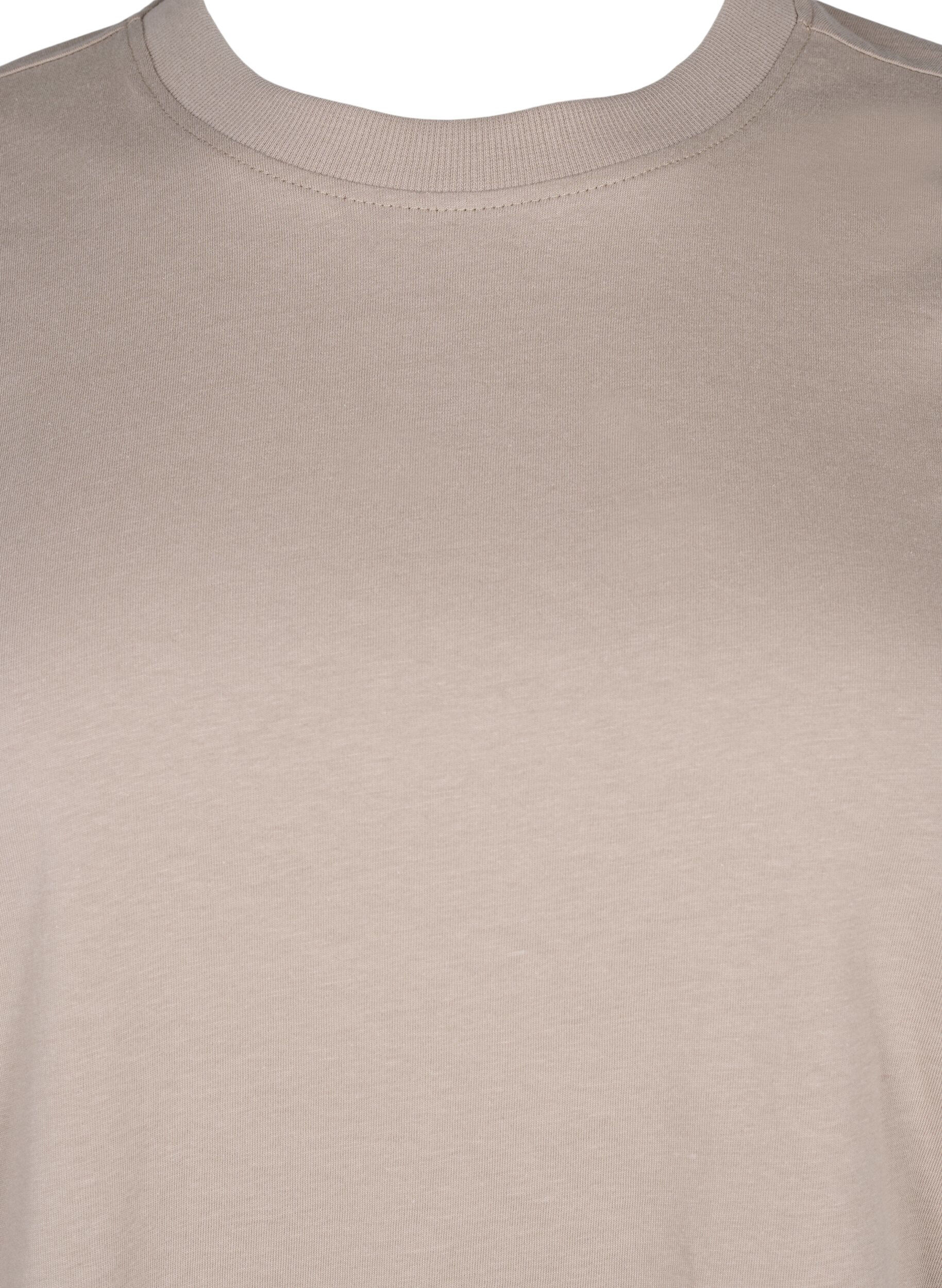 ZizziPuuvillainen perus-T-paita, jossa on py&ouml;re&auml; kaula-aukko, Beige, Packshot image number 2