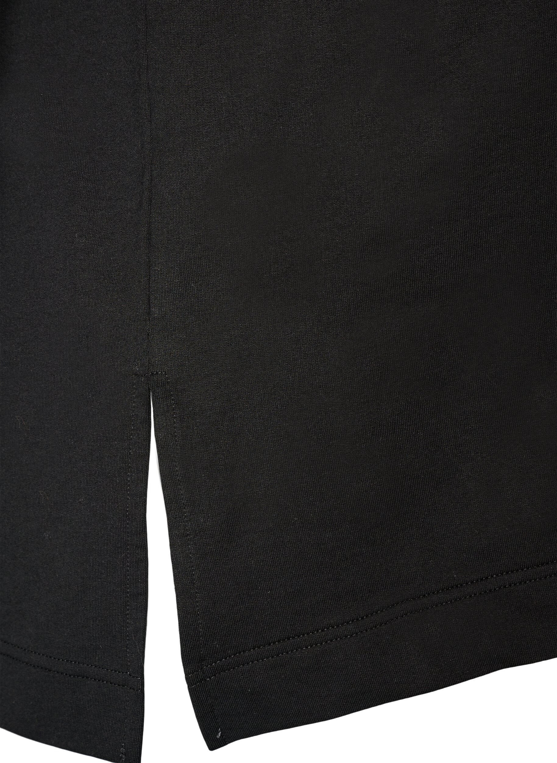 Zizzi Active T-paita rentolla istuvuudella ja kirjotulla statementilla, Musta, Packshot image number 3