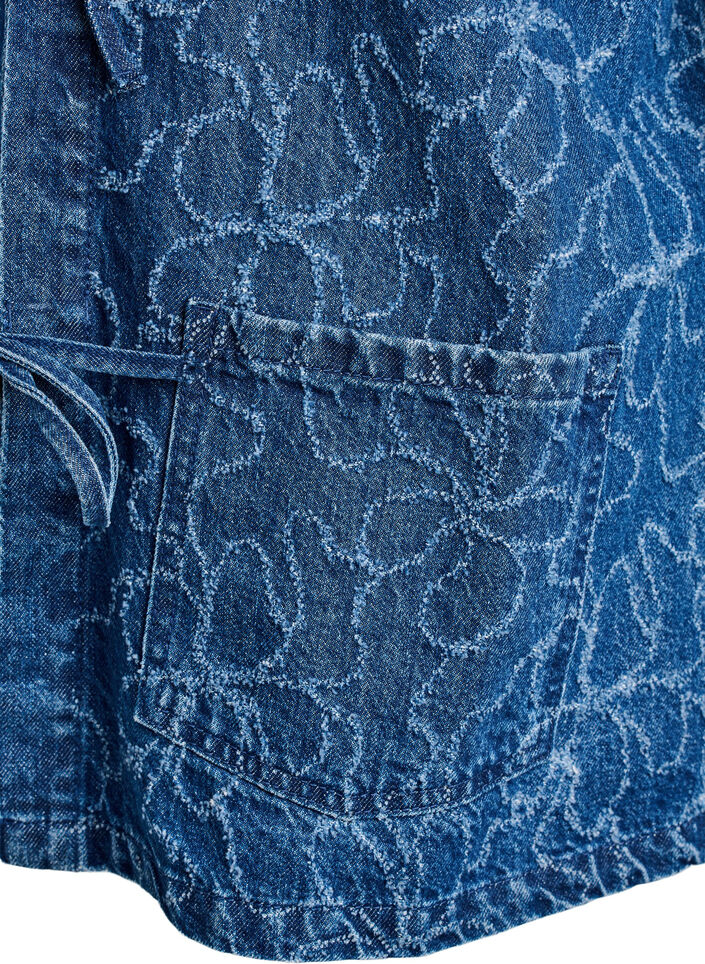 Farkkutakki solmittavalla kiinnityksellä ja taskuilla, Blue Denim Destroy, Packshot image number 3