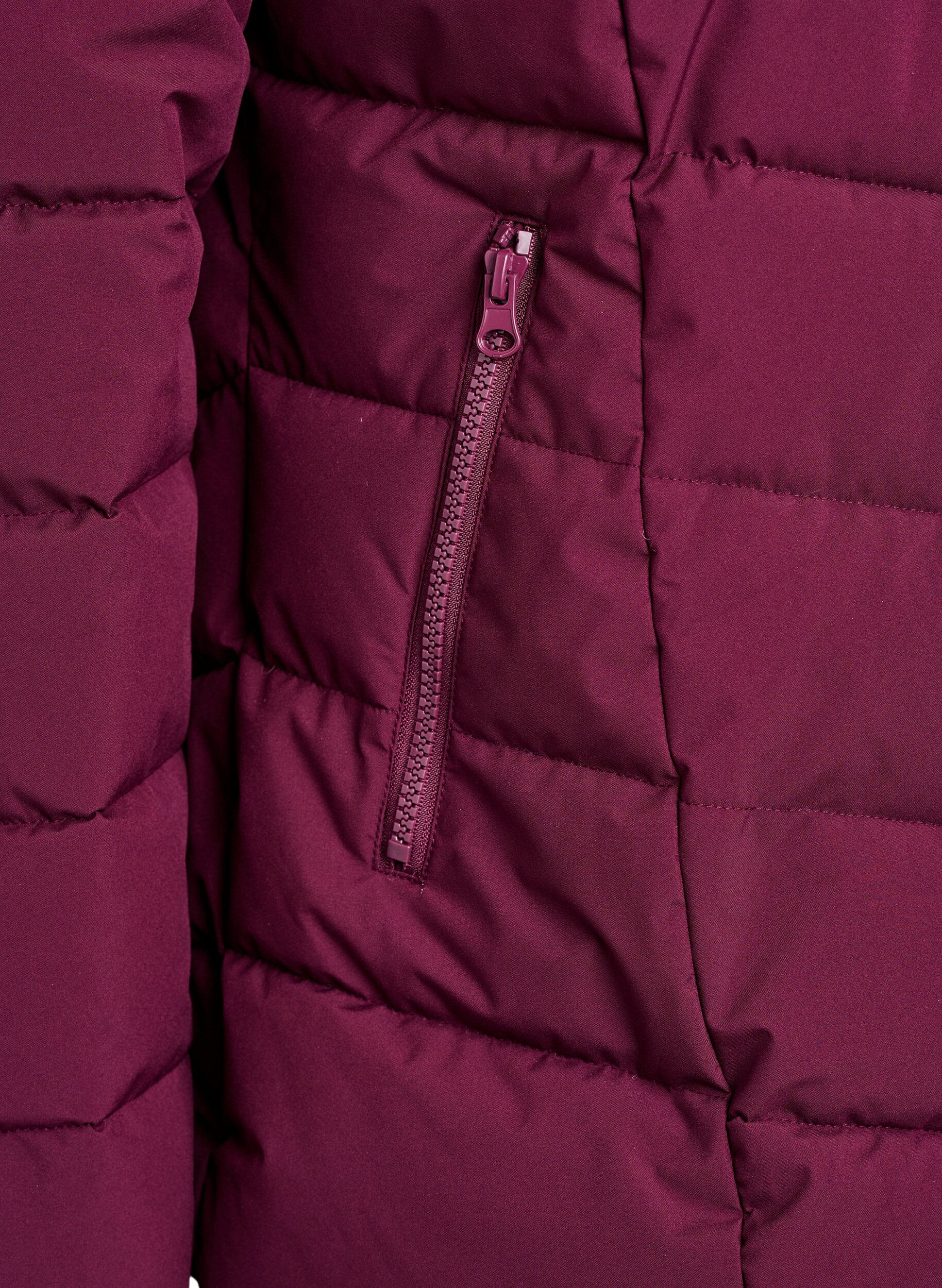 ZizziLyhyt toppatakki hupulla, Tumma Bordeaux, Packshot image number 3