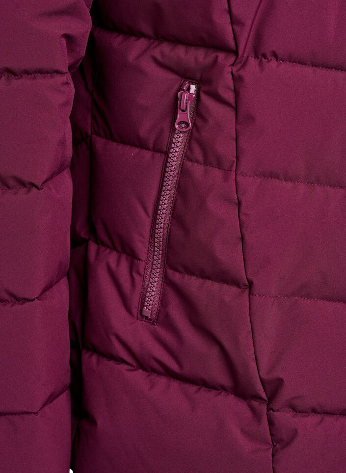 Lyhyt toppatakki hupulla, Tumma Bordeaux, Packshot image number 3