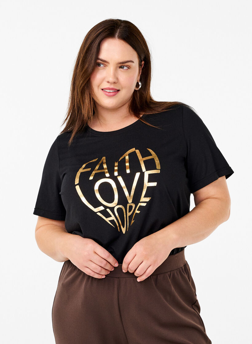 FLASH – kuviollinen t-paita, Black Gold Faith, Model image number 0