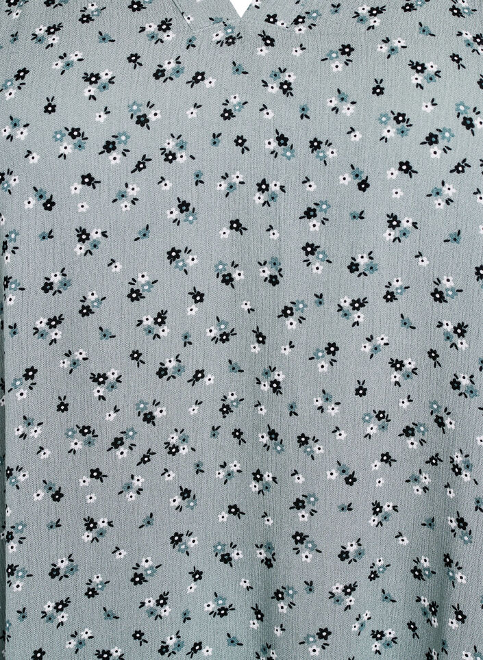 Tunika kukkakuviolla ja 3/4-hihoilla, Vihre&auml;, Packshot image number 2