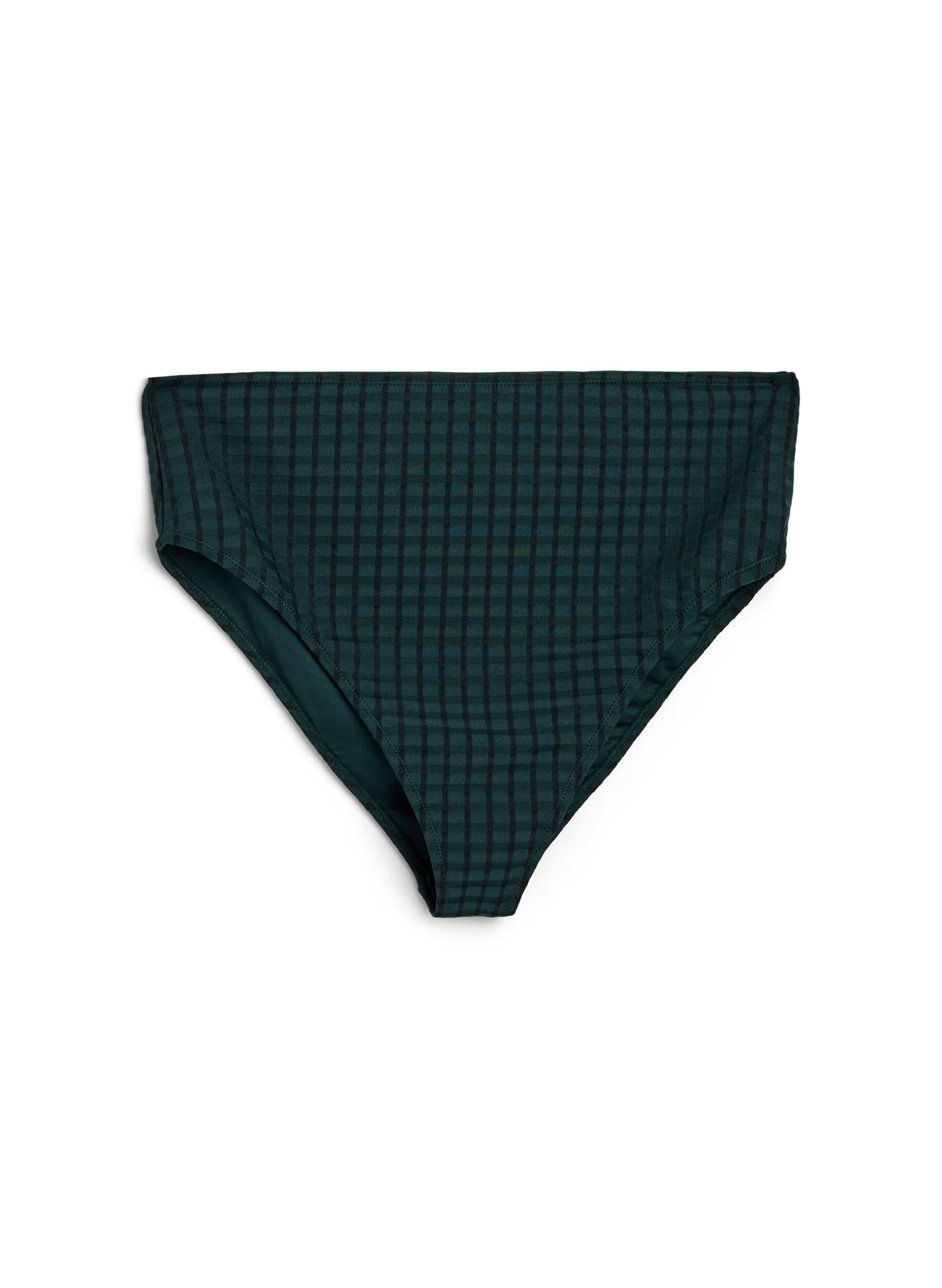 Ruudulliset bikinihousut korkealla vy&ouml;t&auml;r&ouml;ll&auml; ja tai-leikkauksella