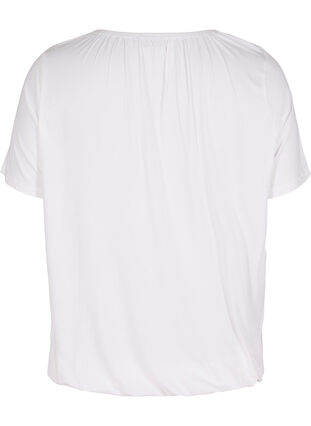 Lyhythihainen viskoosista valmistettu t-paita joustoreunuksella , Bright White, Packshot image number 1