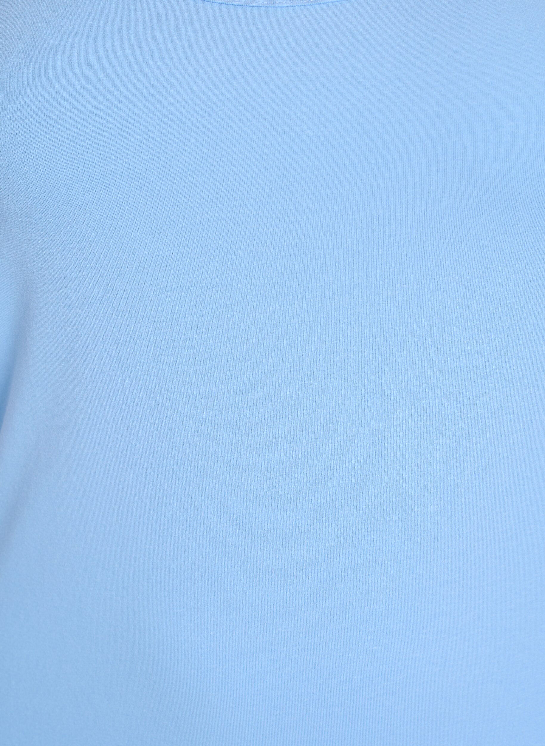 Zizzi Yksiv&auml;rinen perus paita puuvillasta, Sininen, Packshot image number 2