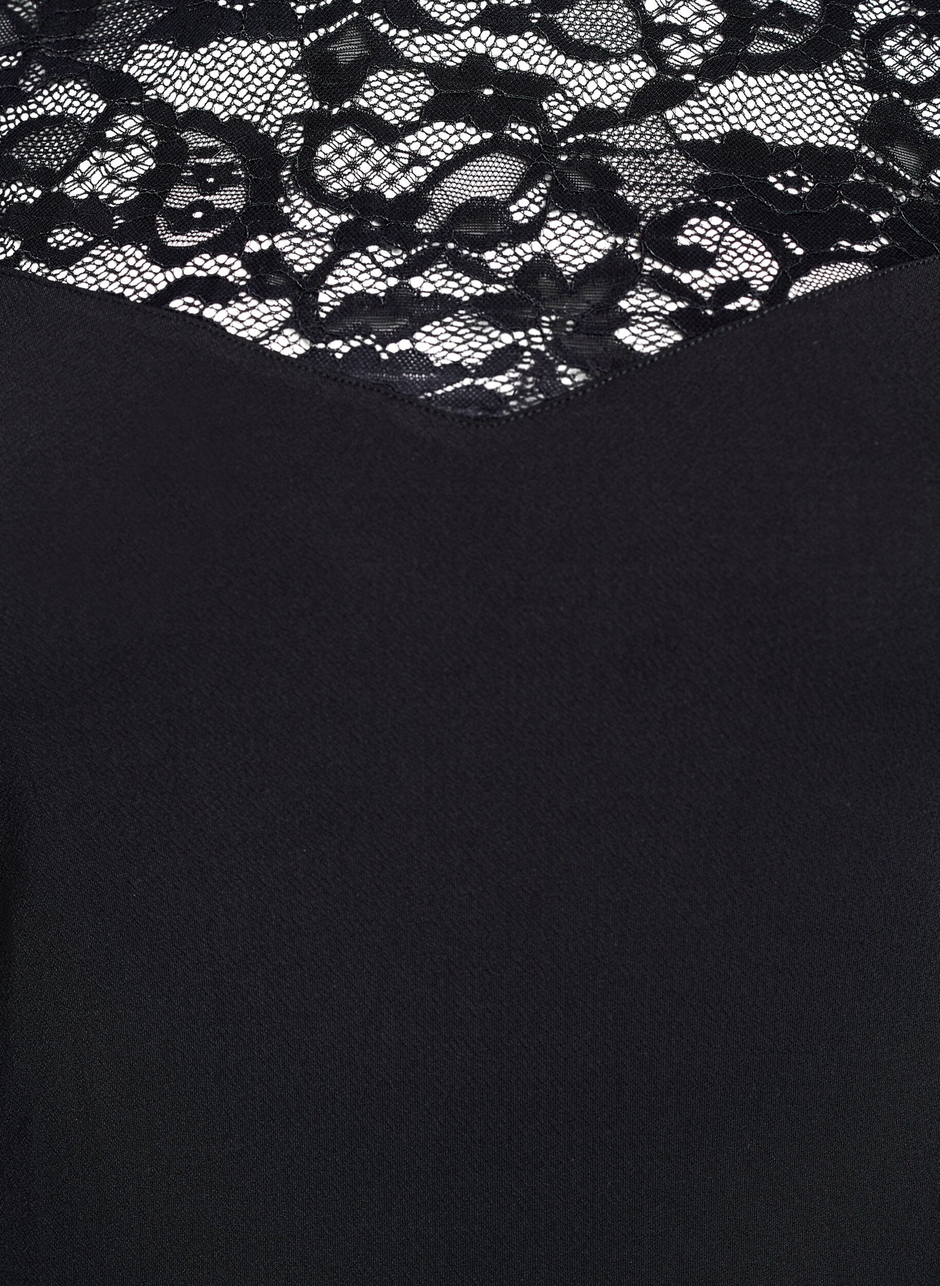 Zizzi Istuvapaitainen pitsihihoilla, Musta, Packshot image number 2