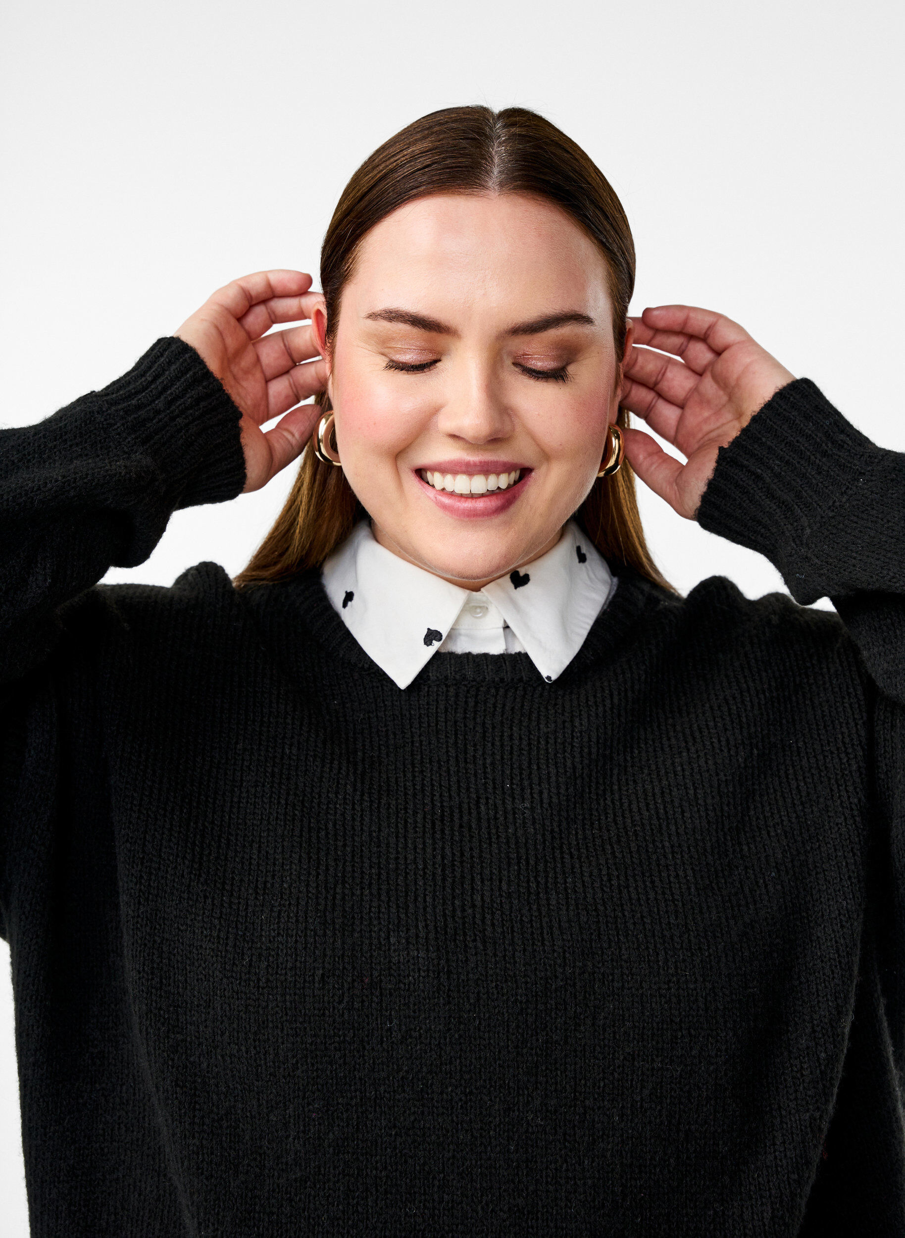 Zizzi Rento kaulus brodeeratuilla syd&auml;mill&auml;, White, Image image number 0