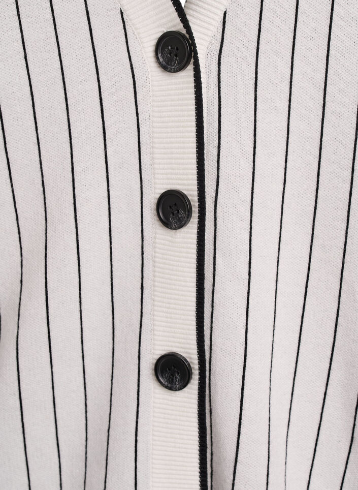 Raidallinen neuletakki selän printillä, Valkoinen, Packshot image number 2