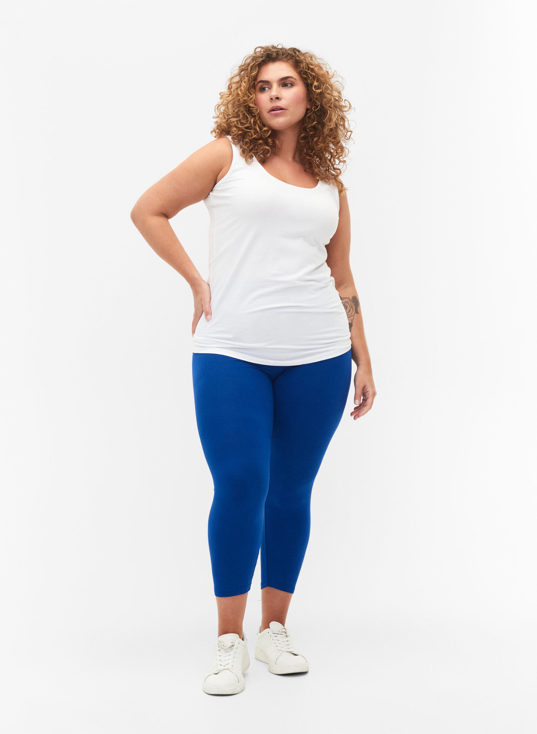 Zizzi3/4-pituiset viskoosileggingsit, Sininen, Model image number 1