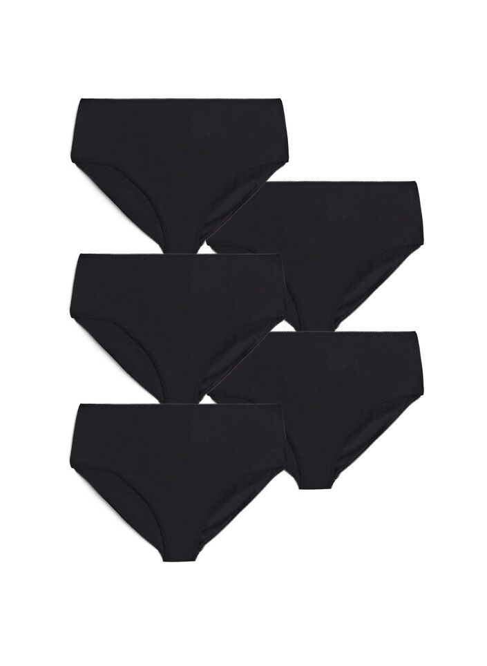 5-pack puuvillaiset alushousut normaalilla vy&ouml;t&auml;r&ouml;ll&auml;, Musta, Packshot image number 0