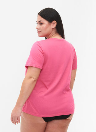 Puuvillainen t-paita painatuksella ja lyhyillä hihoilla, Hot Pink Create, Model image number 1