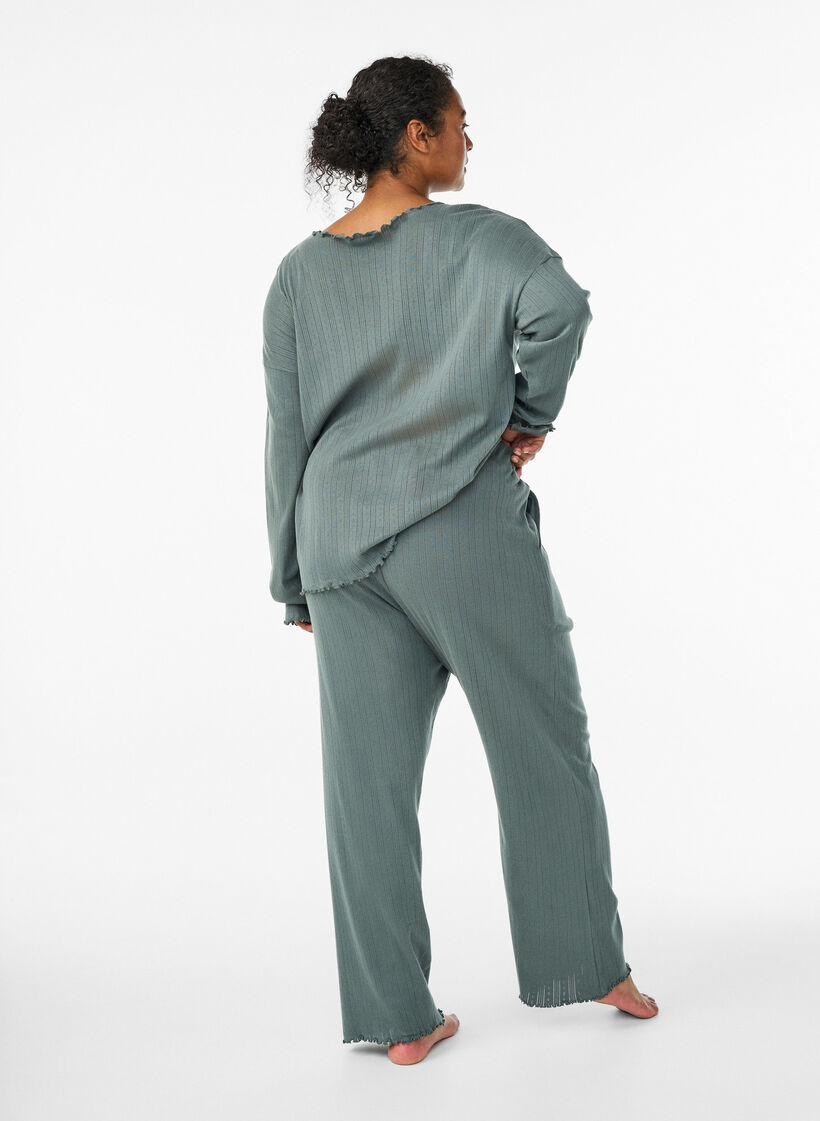 Puuvillaiset yöhousut, Vihreä, Model image number 1