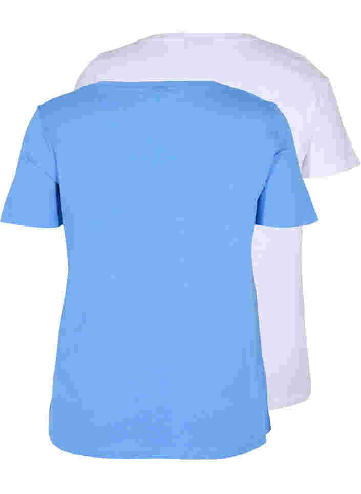 2 perus t-paitaa puuvillasta, Ultramarine/White, Packshot image number 1