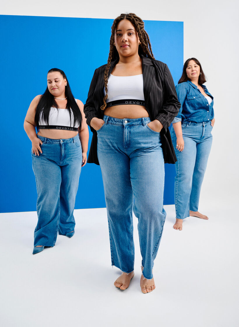 Suorat farkut rispaantuneella lahkeella, Medium Blue, Image image number 0