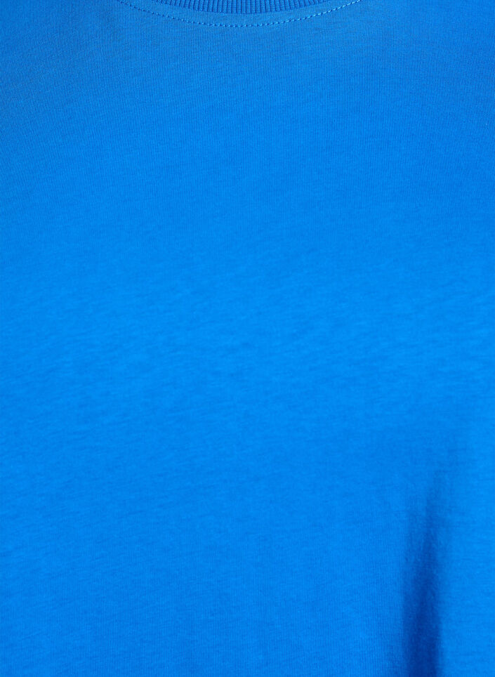 Puuvillainen perus-T-paita, jossa on py&ouml;re&auml; kaula-aukko, Sininen, Packshot image number 2