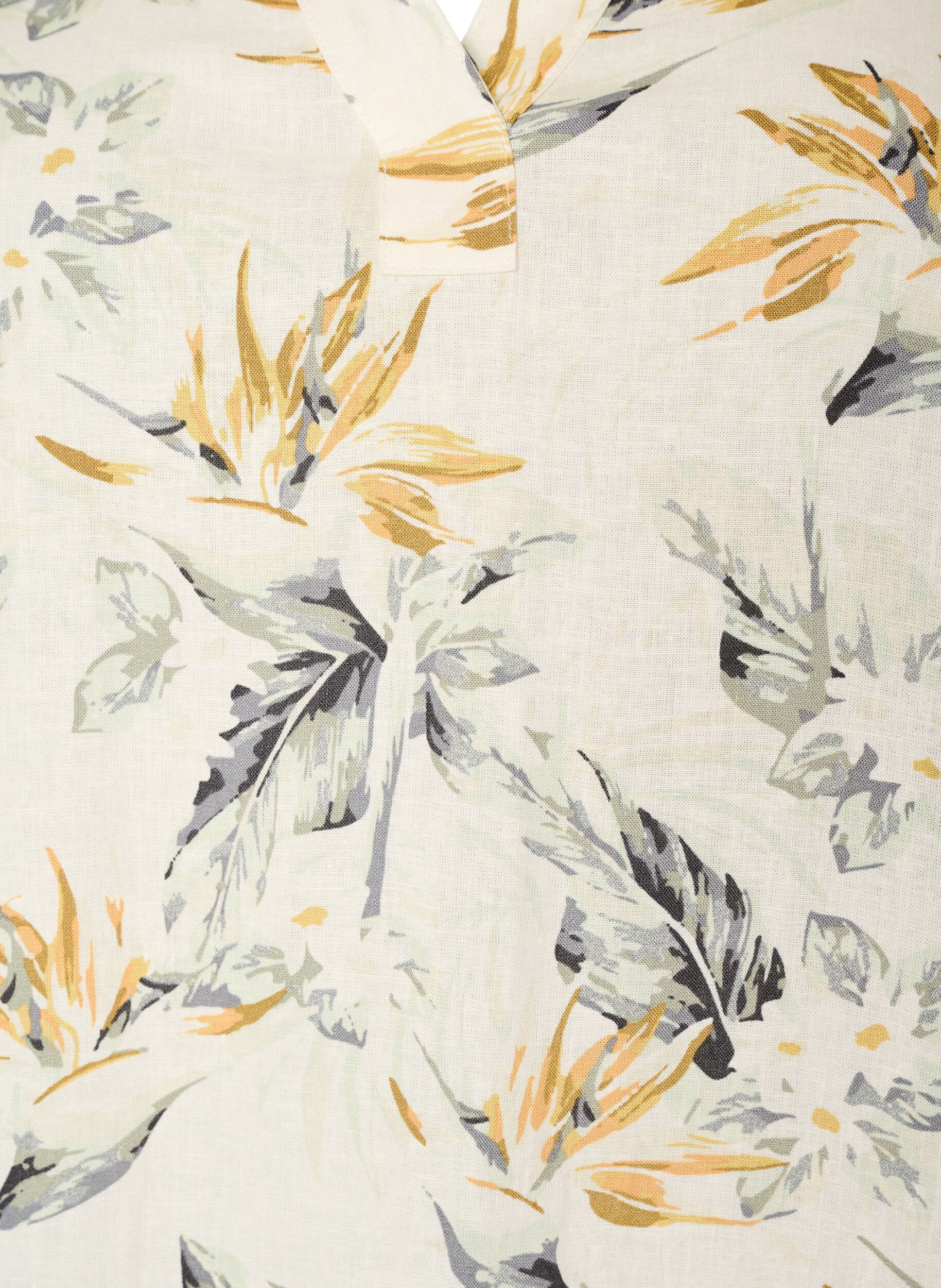 Zizzi Midimekko pellavasta ja viskoosista 1/2-hihoilla, Valkoinen, Packshot image number 2