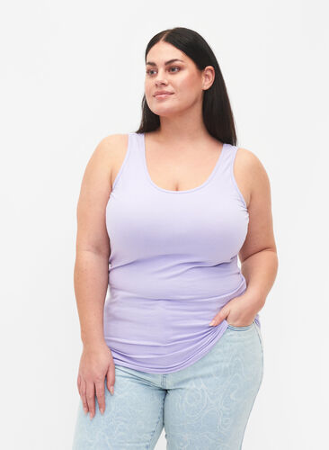 Yksivärinen perus paita puuvillasta, Lavender, Model image number 0