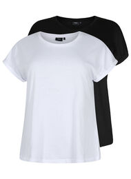 Lyhythihainen t-paita 2-pack, Bright White / Black, Packshot