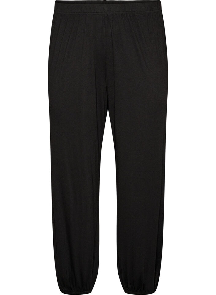 Rennot pyjamahousut viskoosista, joustavalla vy&ouml;t&auml;r&ouml;ll&auml;, Musta, Packshot image number 0