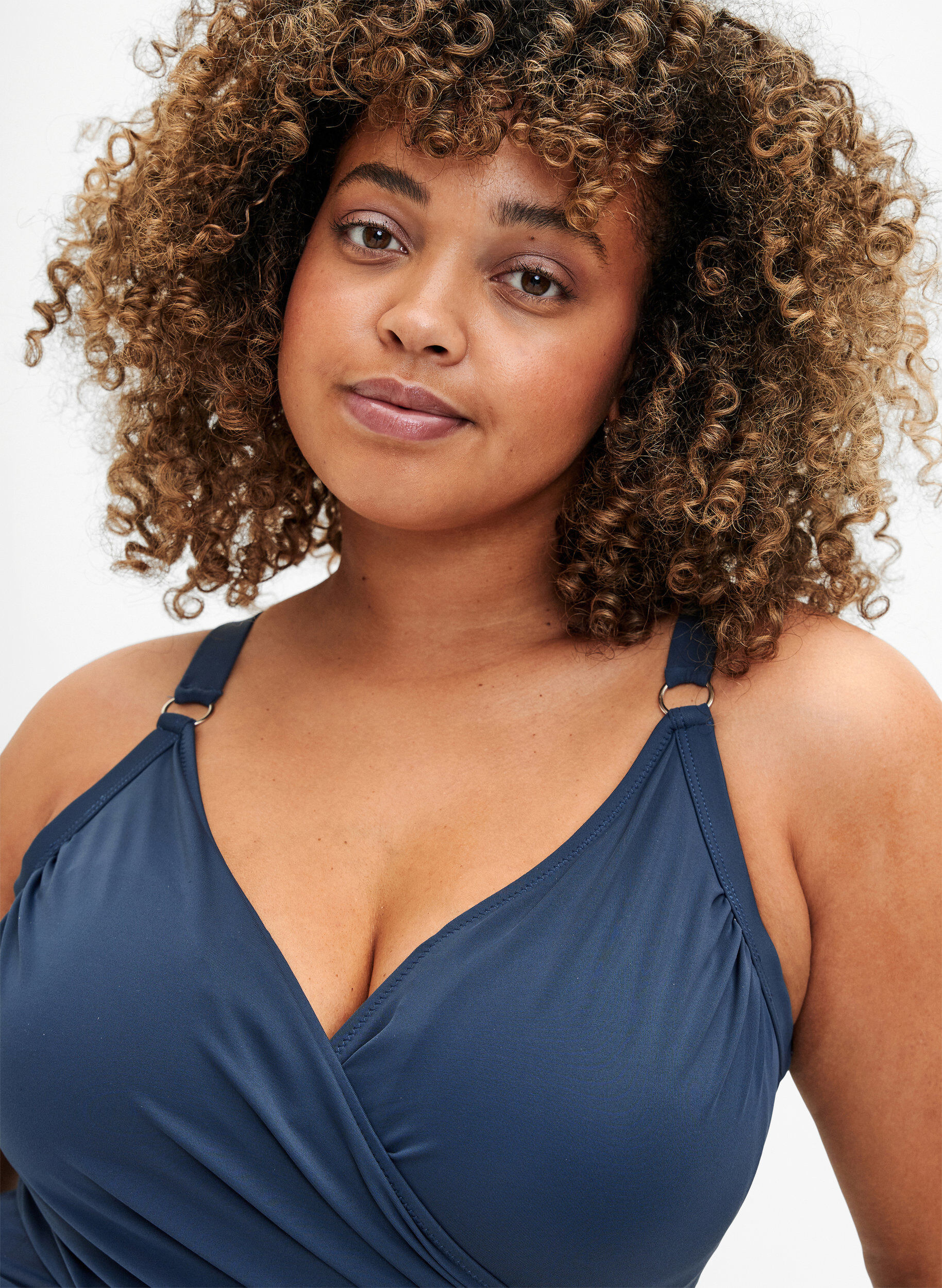 Zizzi Uimapuku kietaisuvaikutelmalla, Sininen, Model image number 2