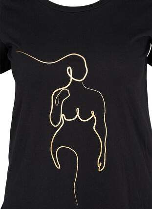 Puuvilla t-paita kuosilla, Black w. Gold Foil , Packshot image number 2