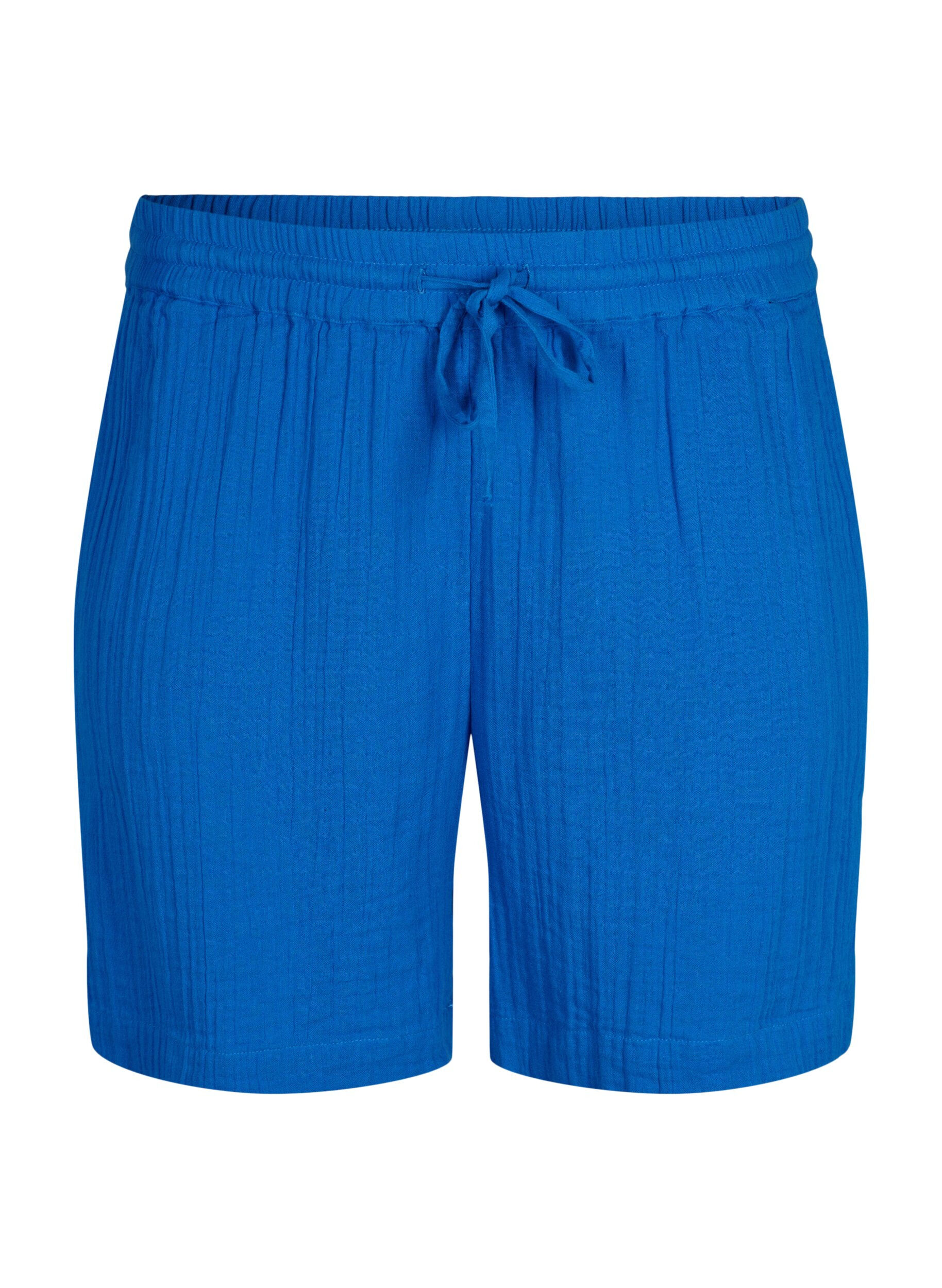 Zizzi Puuvillamusliinishortsit taskuilla, Victoria blue, Packshot image number 0