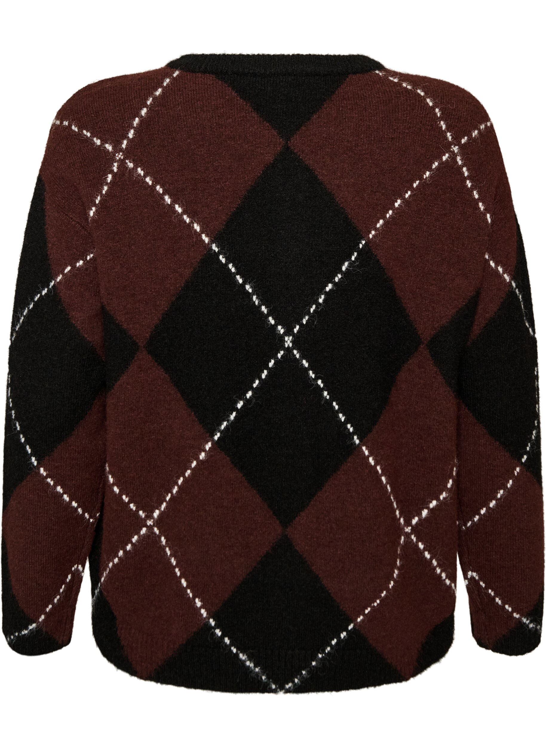 ZizziNeuletakki argyle-kuviolla, Musta, Packshot image number 1