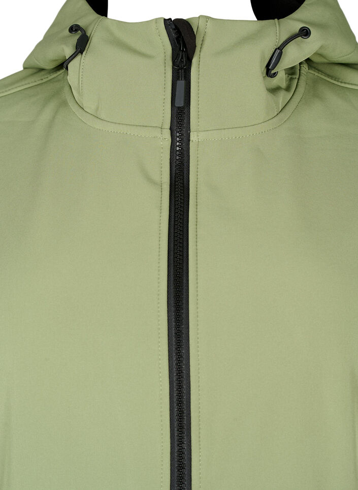 Lyhyt softshell-takki, jossa on taskut, Oil Green, Packshot image number 2