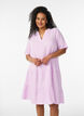 Lyhyt A-linjainen mekko puuvillamusliinista, Violetti, Model image number 0