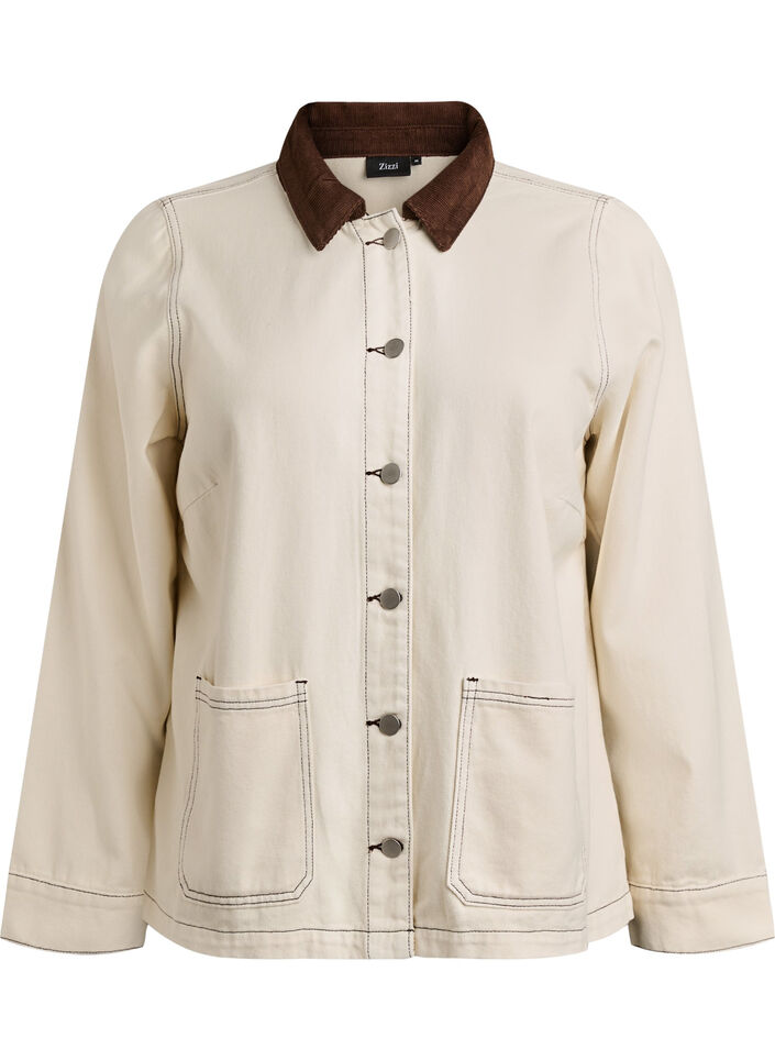 V&auml;rik&auml;s farkkutakki kontrastikauluksella, Vanilja, Packshot image number 0