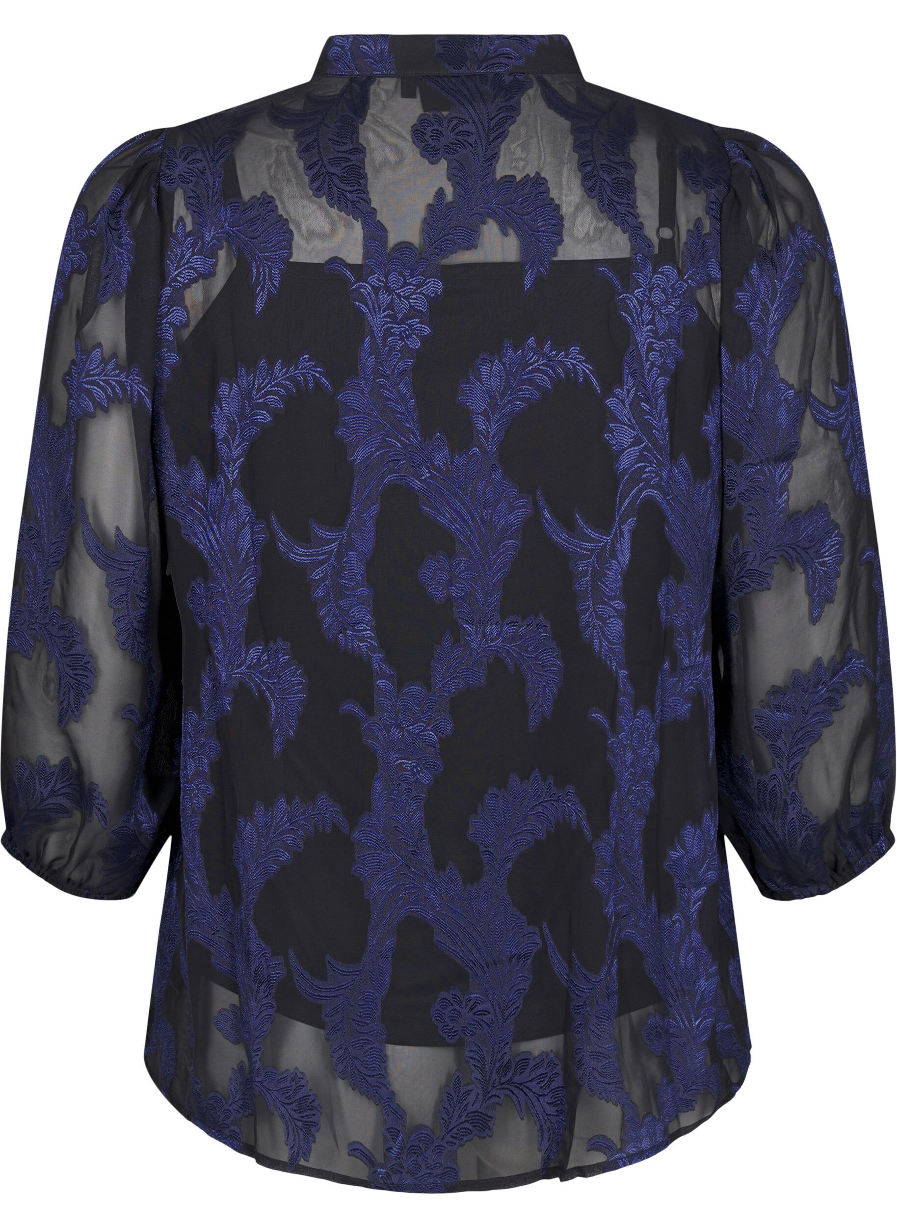 Zizzi Sifonkipusero jacquard-kuviolla, Evening Blue, Packshot image number 1