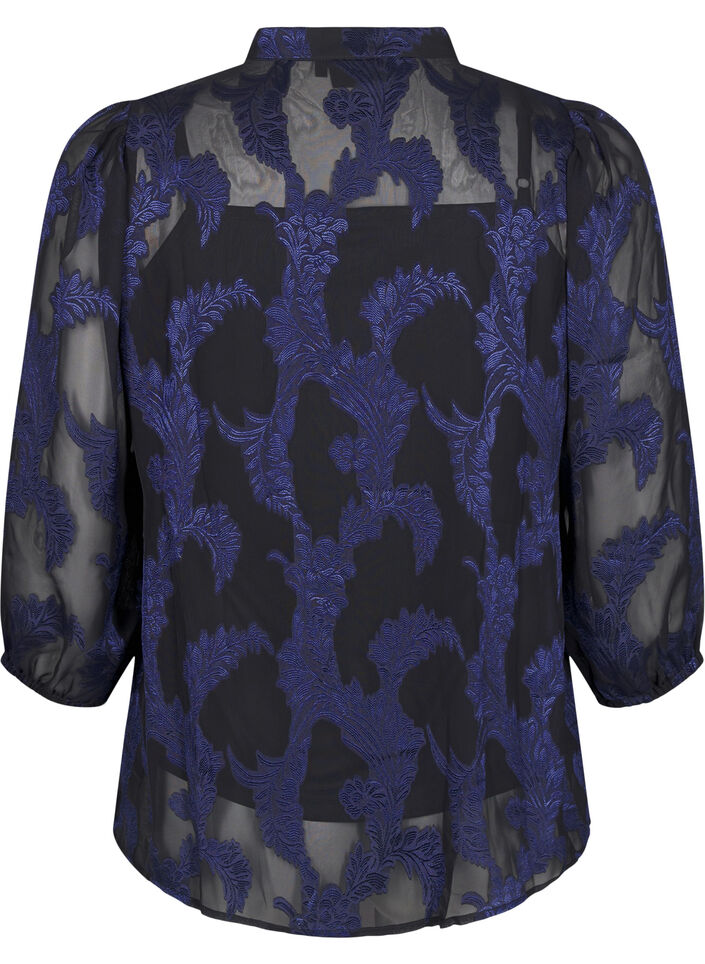 Sifonkipusero jacquard-kuviolla, Evening Blue, Packshot image number 1