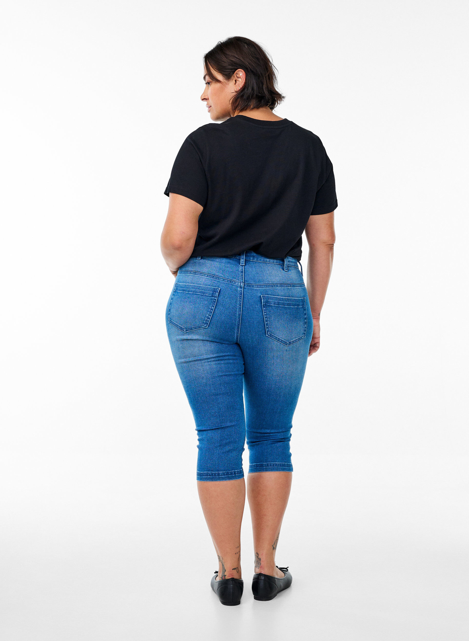 ZizziKorkeavy&ouml;t&auml;r&ouml;iset Amy-farkkucaprit super slim fit, Sininen, Model image number 1