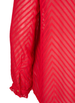 Paitapusero, jossa on röyhelöitä ja kuvioitu koostumus, Tango Red, Packshot image number 3