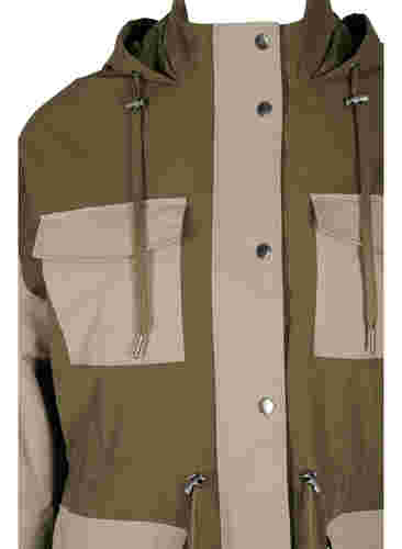 Kontrastivärinen takki taskuilla, Dark Olive Comb., Packshot image number 2