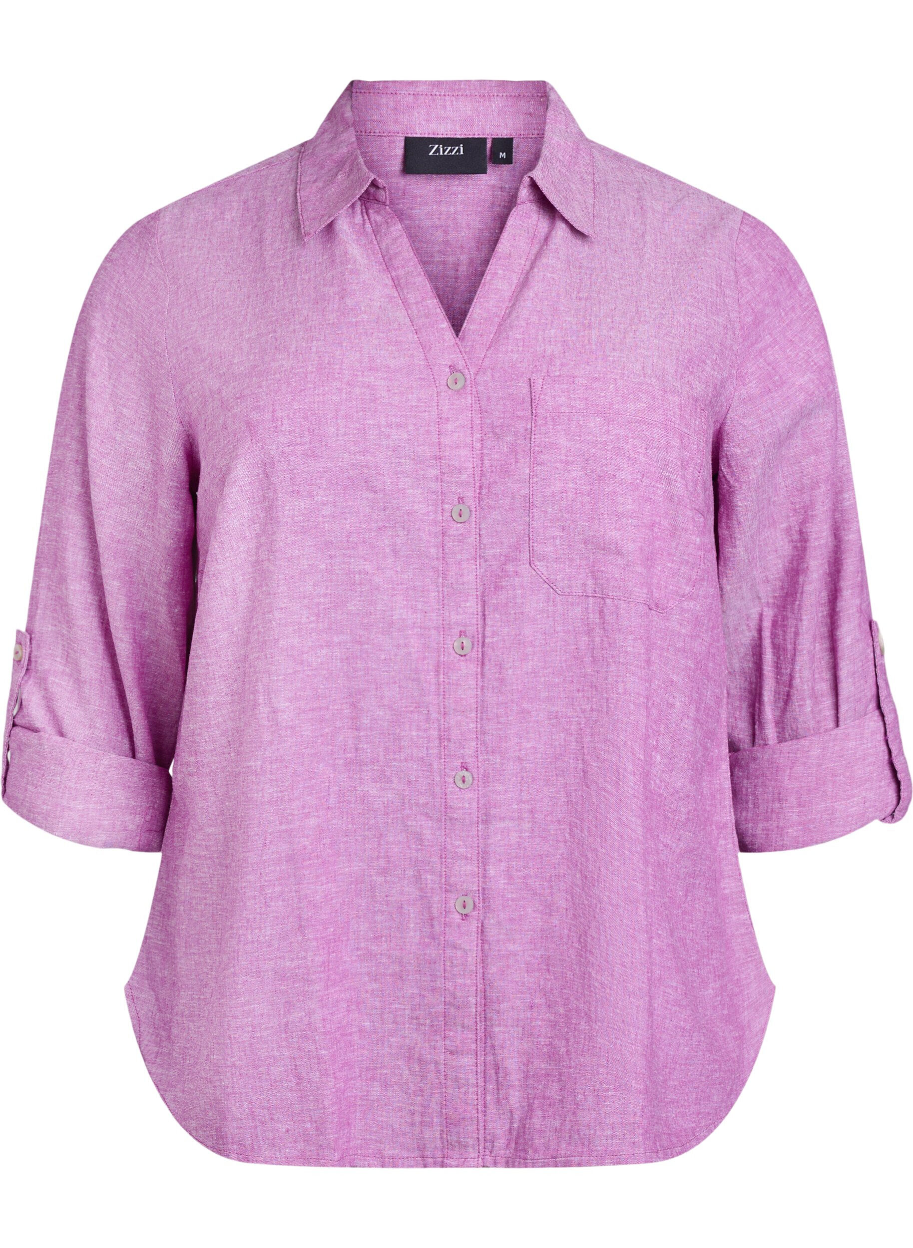 ZizziPaita pellavaa ja viskoosia, 3/4-hihoilla, Violetti, Packshot image number 0