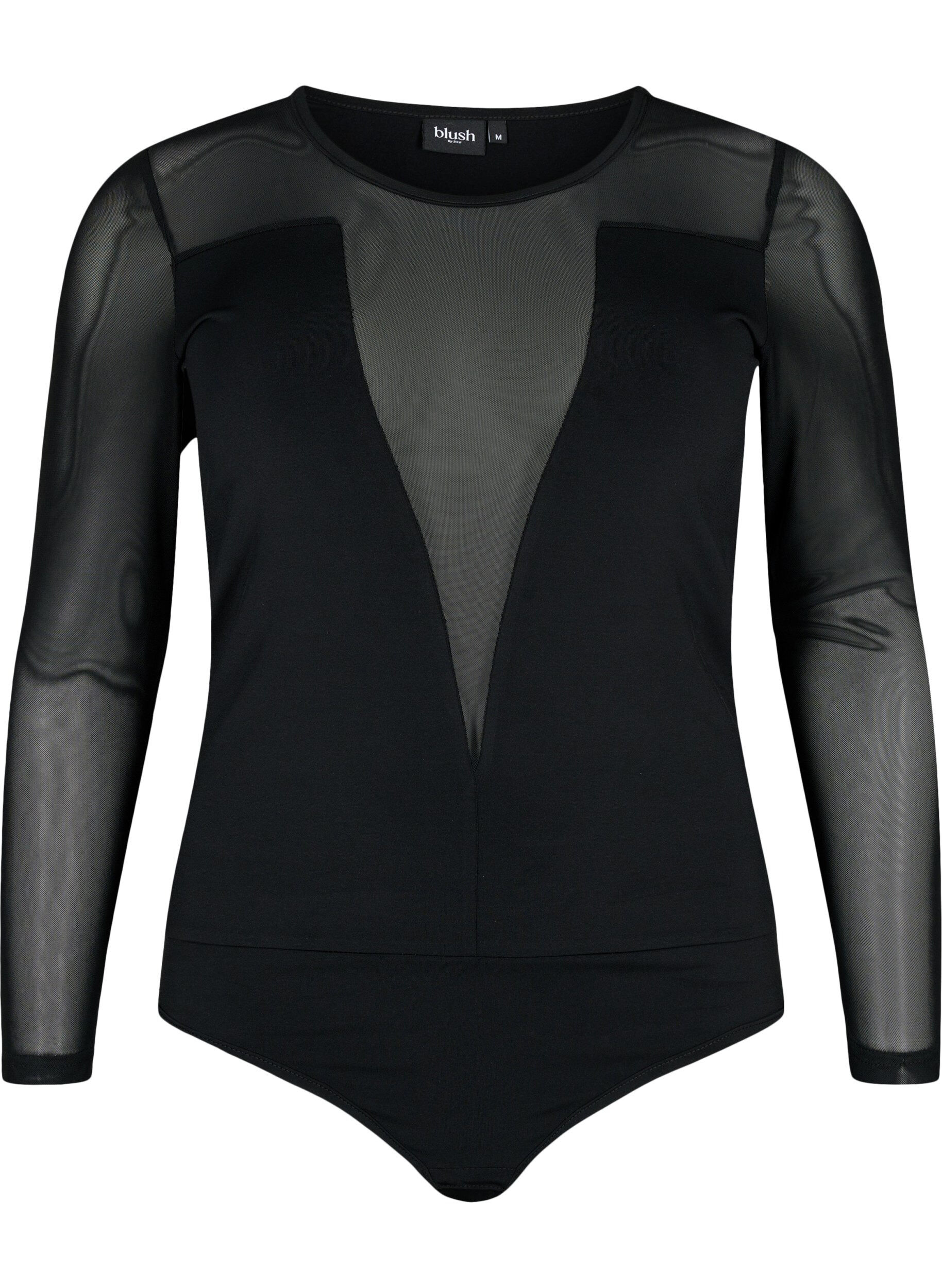Zizzi Tyk&ouml;istuva body mesh-kankaalla, Black, Packshot image number 0
