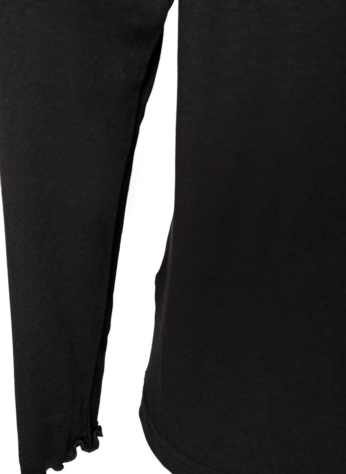 Pitk&auml;hihainen viskoosiy&ouml;paita, Musta, Packshot image number 3