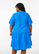 Lyhyt A-linjainen mekko puuvillamusliinista, Sininen, Model image number 2
